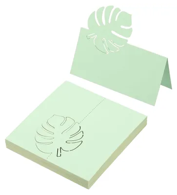 Productafbeelding van Tafelkaarten - Lasergesneden bladontwerp - Plaatskaarten voor feesten - 50 stuks - Fruitgroen