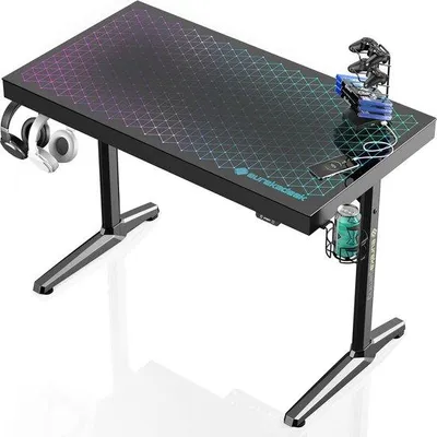 Obrázek produktu pro Skleněný herní stůl 110 cm s RGB osvětlením a synchronizací s hudbou