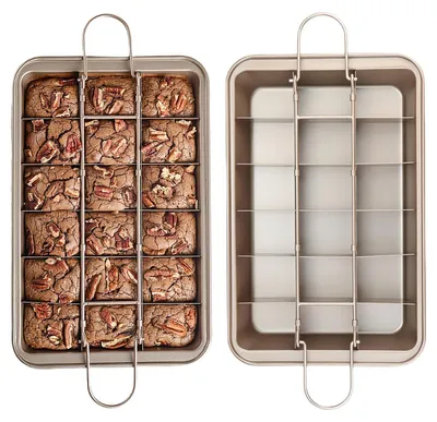 Image de Moule à brownie avec 18 compartiments, dimensions 31,5 x 20 x 4 cm, revêtement antiadhésif, en acier au carbone