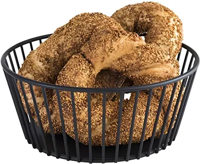 Produktbild von PolkaHome® Urban Metallkorb – Schwarz, Ø 20 cm x 8,5 cm – Ideal für Obst, Gemüse oder Brot