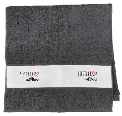 Produktbild von Huuraa Handtuch Pottler mit Herz 50x100cm Graphite Baumwolle Handtuch Geschenkidee
