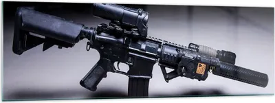 Produktbild von Bilder auf glas - Gewehr Armee - 160x50cm - Glasbilder - Wandbilder - Kunstdruck - zum Aufhängen bereit - Wanddekoration aus Glas - Glas Bilder - Wandbild auf Glas - Einteilig - GAB160x50-3776