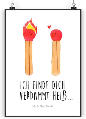 Produktbild von Mr. & Mrs. Panda Bild Streichhölzer DIN A4 - Weiß - Geschenk, Liebesbeweis, Posterdruck, Wandbild, Freundin, drucke, Liebesgeschenk, Plakat, wanddeko