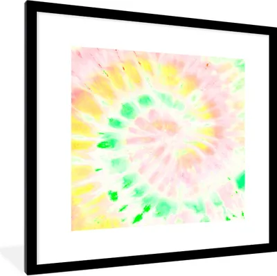 Produktbild von MuchoWow® Gerahmtes Poster Sommer - Krawattenfärbung - Weiß 40x40 cm - Poster mit Schwarzem Bilderrahmen Wandposter Rahmen Foto Bilder - Poster - Plakat im Rahmen