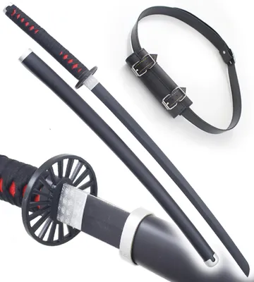 Produktbild von Anime Cosplay Holzschwert Kamado Tanjiro Katana Kimetsu No Yaiba + Schwarzer Gürtel mit Schwerthalter Gürtel