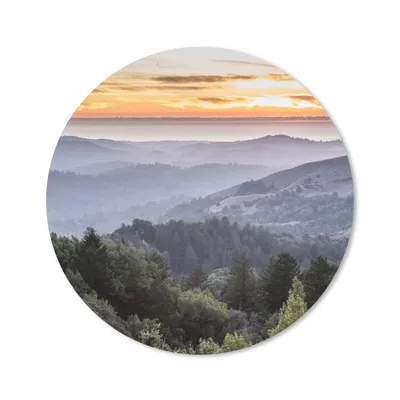 Produktbild von MuchoWow® Mauspad Mousepad Berge - Sonne - Wald - Landschaft 50x50 cm - Mousepads - Maus Mat - Pad - Mausunterlage - Vinyl