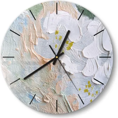 Produktbild von DEQORI Glasuhr Ø30 cm Modern 'Pastellblütenmeer' Wanduhr Glas Uhr Design leise Küchenuhr