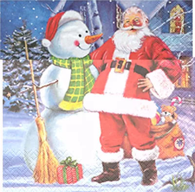 Image de 20 serviettes papier bonhomme de neige et Père Noel