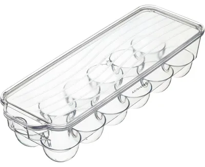 Zdjęcie produktu dla Plastikowy pojemnik na jajka z pokrywką do lodówki KitchenCraft, 32,5 x 11,5 cm (13" x 4,5") - przezroczysty