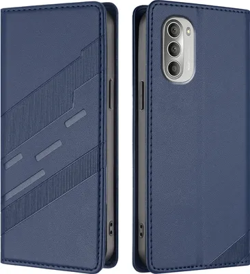 Produktbild von Hülle für Motorola Moto G51 5G, Kunstleder Brieftaschen Handyhülle mit Kartenfach und Standfunktion Blau
