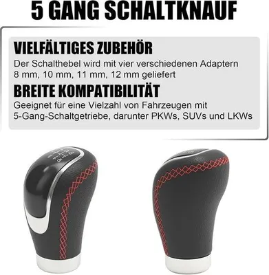 Productafbeelding van Schakelhendel 5 versnellingen - zwarte sierlijnen - antislip schakelknop - verhoogt rijcomfort - m-winkel