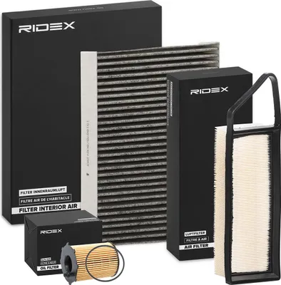 Produktbild von RIDEX Filterset Inspektionspaket Filtersatz für FORD Fiesta Mk6 Schrägheck (JA8, JR8) Fiesta Mk5 Schrägheck (JH1, JD1, JH3, JD3) S-MAX (WA6) FUSION