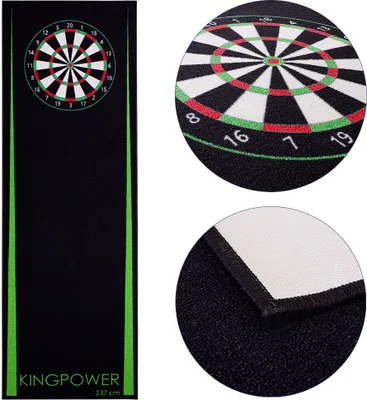 Produktbild von Dart Darts Teppich Target Oche Matte Steeldart Dartpfeile Dartboard Zubehör Dartteppich Abwurflinie Schutz Gummi Dartscheibe 237 x 80 cm Grün Kingpower