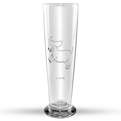 Produktbild von Mr. & Mrs. Panda Bierglas Hund Dackel - Transparent - Geschenk, Weizen Glas, Herz, Bier, Weißbierglas, Hunde, Mr Mrs Weizenglas, Sprüche, Weizenbier