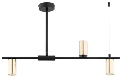 Produktbild von Hängeleuchte URANOS, schwarz-gold, 5xGU10, 10W, Metall, Abmessungen: 48x74x10cm, IP20, Marke: Alfa