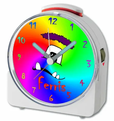 Produktbild von Kinder Wecker Motiv Monster Regenbogen Kinderwecker weiß