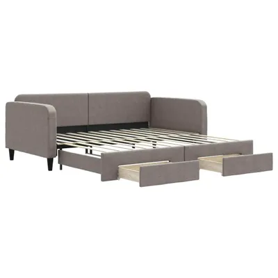 Produktbild von vidaXL Tagesbett Ausziehbar mit Schubladen Taupe 100x200 cm Stoff