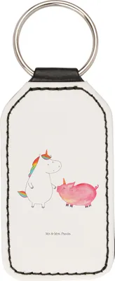 Produktbild von Mr. & Mrs. Panda Schlüsselanhänger Einhorn Schwein - Weiß - Geschenk, Mit Spruch, Schweinchen, Einhörner, schlüssel anhänger, Unicorn, Taschenanhänger, kunstleder