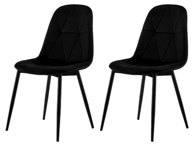 Produktbild von Esszimmerstühle 2er Set mit Rückenlehne, für Esszimmer, Küche und Wohnzimmer, gepolstert mit Samtbezug, aus Metall, ergonomisches Design, Schwarz