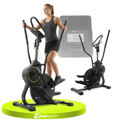 Produktbild von Hop-Sport Cross Stepper für zuhause HS-450B Dynamic Gold - 2-in-1 Crosstrainer und Stepper mit Trainingscomputer - innovatives Trainingsgerät