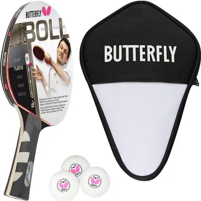 Produktbild von Butterfly 1x Timo Boll Platin 85025 Tischtennisschläger + Tischtennishülle + 3 x 3*** 40+ Tischtennisbälle | Tischtennisset Tischtennis Set TT Tabletennis
