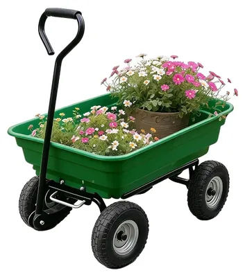Productafbeelding van Tuinwagen, draagvermogen 272 kg, snel leegmeksysteem, groen, 4 wielen