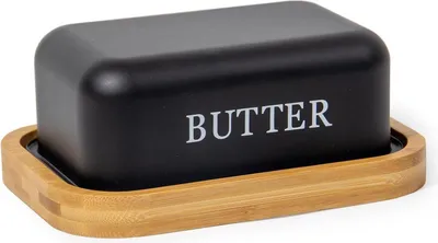 Image de SYLANDO beurrier acier inoxydable avec couvercle en bambou - Noir-15