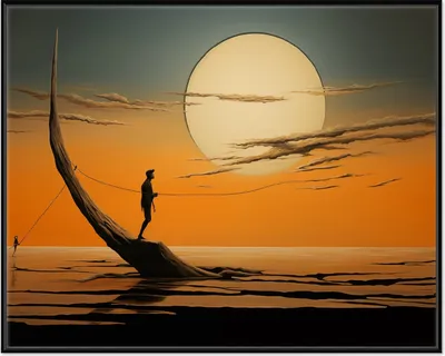 Produktbild von Wallario Wandbild Einsam im Sonneruntergang, Größe: 40,30 x 50,30 cm, Poster mit schwarzem Aluminiumrahmen
