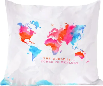 Produktbild von MuchoWow® Zierkissen Sofakissen Wohnzimmer Dekokissen 50x50 cm Karte - Aquarell - Sprichwörter - Komfort - Sofakissen
