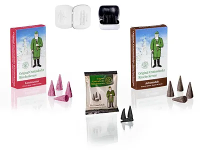 Produktbild von Crottendorfer Räucherkerzen - 2er Set - Adventsduft / Kaminzauber - Inklusive Metalldose mit 4 Haamitkerzle - Größe M (Standard)