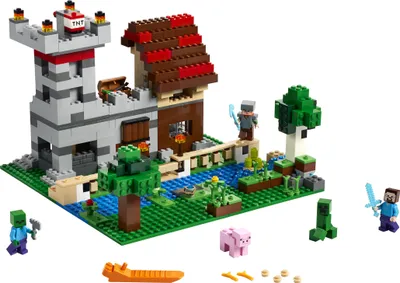 Produktbild von LEGO 21161 Minecraft Die Crafting-Box 3.0 2-in-1 Set Schloss oder Farm mit Figuren: Steve, Alex und Creeper
