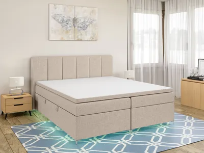 Produktbild von FEDVE Boxspringbett Schlafzimmerbett KIOTO mit 2 Bettkästen, Doppelbett mit Bonell-Matratze und Topper 140x200