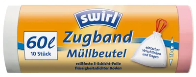 Produktbild von 10 swirl Zugband-Müllbeutel 60,0 l