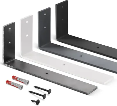 Produktbild von HOLZBRINK Regalträger Metall Regalhalter für Wandregal, Regalwinkel schwarz 300x100x40 mm, 2 Stück, HLR-L-300-9005