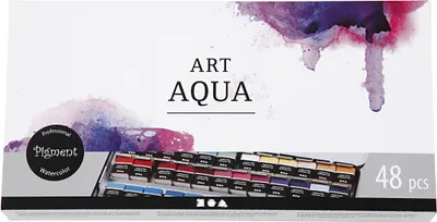 Produktbild von Pigment Art Pigment Art Aqua Aquarellfarben-Set, 48 1/2 Näpfchen
