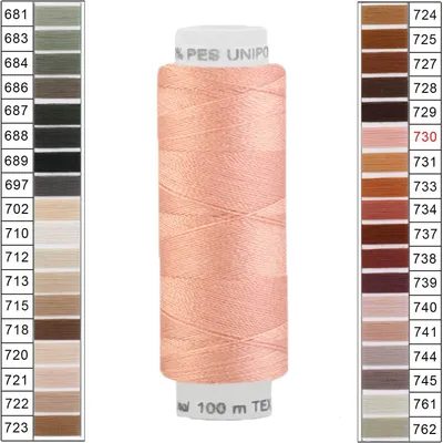 Produktbild von Nähgarn 100m Unipoly 120 Tex14x2 Polyester Nähfaden Nähmaschinengarn Farben 5v6 , Farbe:730