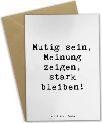 Produktbild von Mr. & Mrs. Panda Klappkarte Spruch Mutig zu seinen Meinungen stehen - Weiß - Geschenk, Inspiration, Mut, Grußkarte, Vertrauem, Meinung zeigen, glückwunschkarten, Kraft