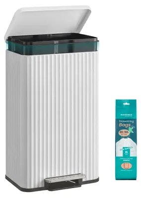Produktbild von SONGMICS Mülleimer Küche, 50 L Tretmülleimer, Softclose, aus Stahl – Weiß