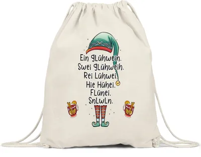 Produktbild von Glühwein Turnbeutel Gymsack Alkohol Betrunken Adventmarkt Weihnachtsmarkt Weihnachtsstimmung Weihnachten Advent