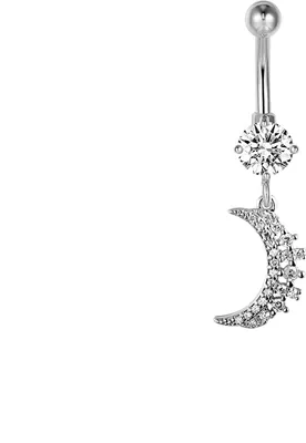 Produktbild von Karisma Edelstahl Bauchnabelpiercing Anhänger Banana Mond Zirkonia - HB163 - Silber
