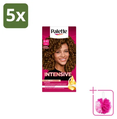 Immagine prodotto di 5 confezioni di tinta per capelli Schwarzkopf Poly Palette, tonalità 6-65 (biondo dorato), contenimento da 115 ml ciascuna, confezione