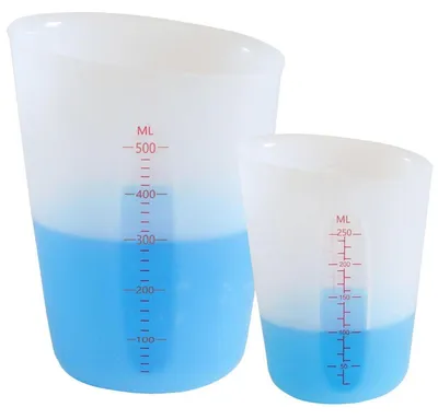 Image de Verre doseur en silicone, 500 ml / 250 ml, gobelet de mélange pour résine époxy avec graduation, lot de 2