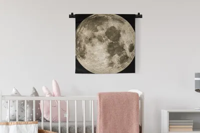 Produktbild von MuchoWow® Wandteppich Wandbehang Weltraum - Mond - Jahrgang 60x60 cm Tapisserie Dekoration Wandtuch - Dekorationen - Wand Decke