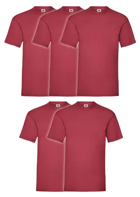Produktbild von 5er Pack Fruit of the Loom Valueweight T-Shirt + GRATIS MyShirt Stoffbeutel Farbe: dunkelrot Größe: 2XL