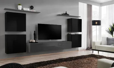 Zdjęcie produktu dla zestaw półka szafka ścienna drewniane meble komplet 4x szafka ścienna salon nowy