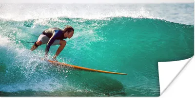 Produktbild von MuchoWow® Poster Wellen surfen 80x40 cm - Wanddeko