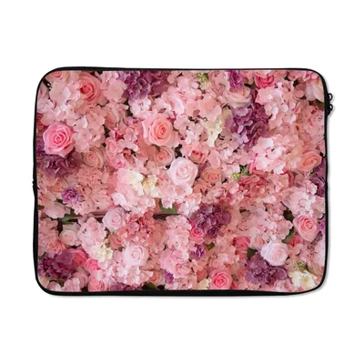 Produktbild von MuchoWow® Laptop Hülle 17 Zoll Laptoptasche Blumen - Rosa - Rosen - Zipper - Schutzabdeckung