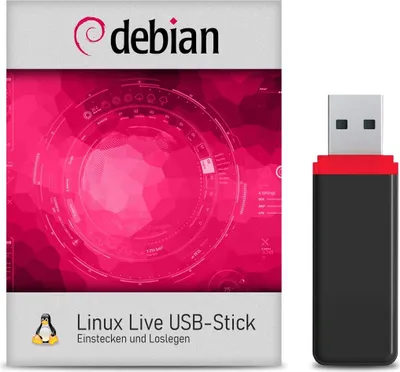 Produktbild von USB-Live Stick: Linux Debian mit 64 Bit 32 GB USB 3.0