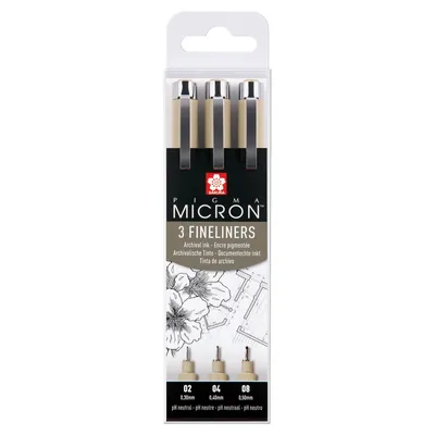 Produktbild von Sakura Pigma Micron, Schwarz, Fein, Mehrfarbig, Hexagonal, Tinte auf Wasserbasis, 0,5 mm
