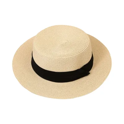 Produktbild von Großer Damen-Strohhut für den Sommer, britischer Retro-Stil, Strandhut, Sonnenschutz, atmungsaktiv, breite Krempe, Jazz-weicher Sonnenhut für Wanderreisen, Ausflüge, D